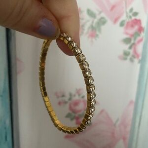 Touchstone Swarovski stretch gold and white crystal bracelet